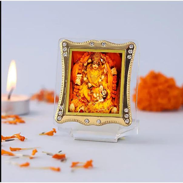Maa Baglamukhi Photo Frame Tabletop Hindu Religious Acrylic Car Dashboard Home Office Prayer Room Temple etc-image-0