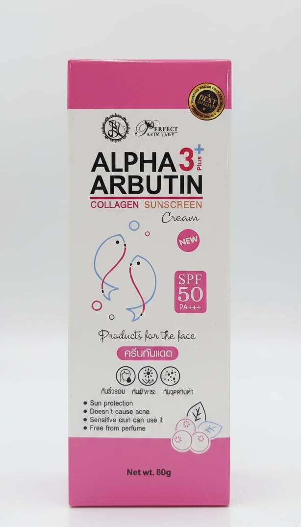 Perfect Skin Lady Alpha Arbutin 3+ Collagen Sunscreen Cream SPF 50 PA+++ | Daily UV Protection & Moisturizing Face Cream 80g