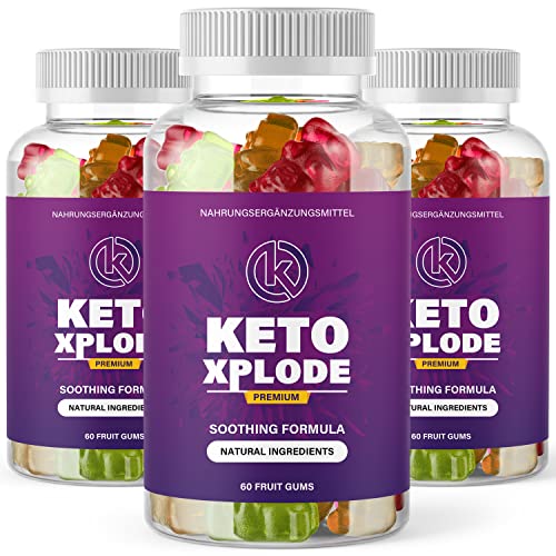 Ketoxplode Gummies | Original Fruchtummies - 60 Stück Inhalt pro Dose | Gummibärchen mit grüner Tee Extrakt (3x)