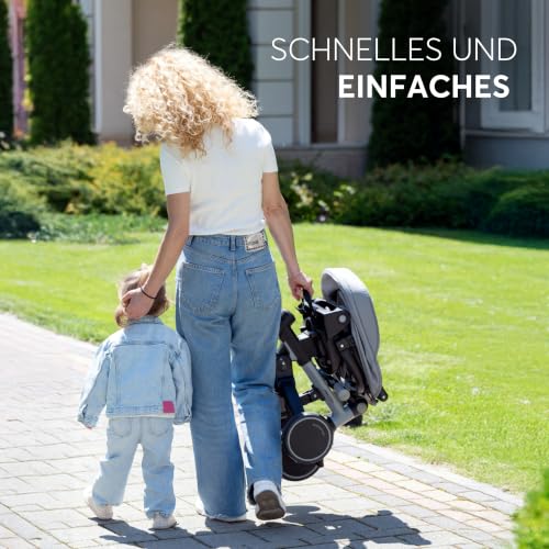 KikkaBoo Dreirad ab 1 Jahr mit Schubstange 8-in-1 ALUMA, Faltbares Kinderfahrzeug mit Drehbarem Sitz, 5-Punkt-Gurt, Aluminiumrahmen, Grau
