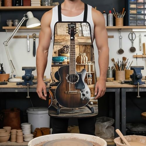 Delantal para trabajo musical unisex con bolsillos y botón miniatura 4