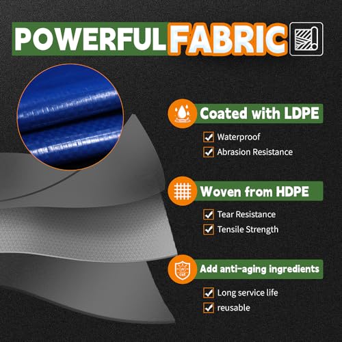 RAINDEWAY Tarps 6x10 Feet 8 Mil Multipurpose Blue Waterproof Tarp - Image 3