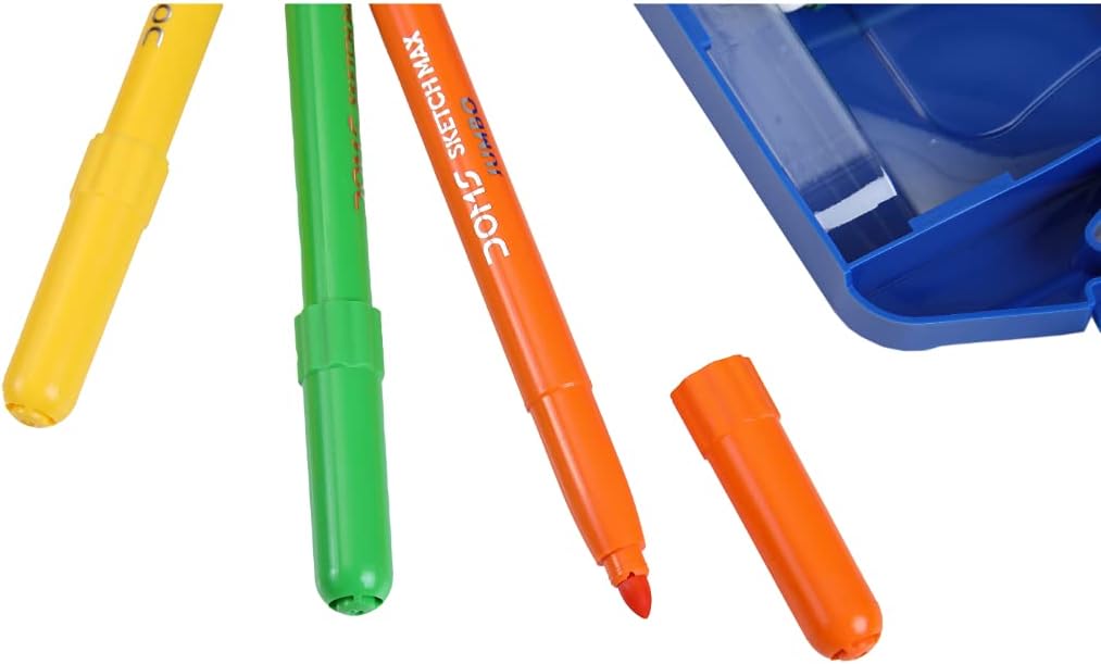 Doms 12 Shades 5mm Sketch Max Jumbo Sketch Pen | Comes With Hard Plastic Transparent Case | Bright & Intense Colors | Non Toxic Colouring Range, Safe For Children | Pack of 2