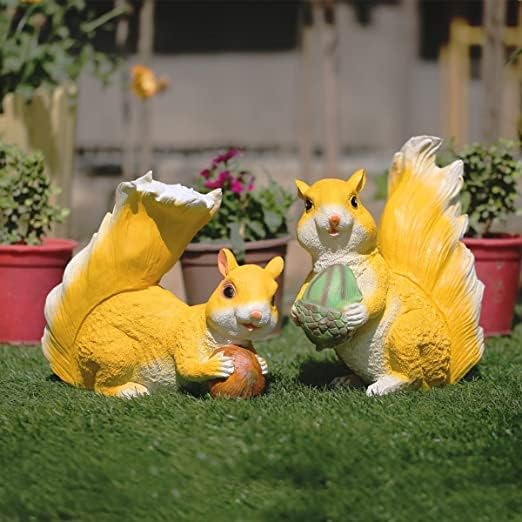 The Decorshed Squirrel Set for Home Decor, Garden Decor, Room Decor (Squirrel Pack of 2, Yellow)-image-0