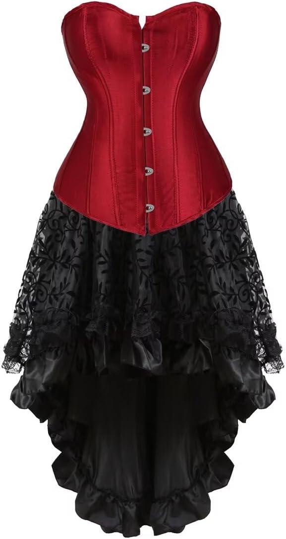 Corset Dress Bustier Women Classic with Tutu Tulle Skirt Split Basques and Corsets Plus Size Costume