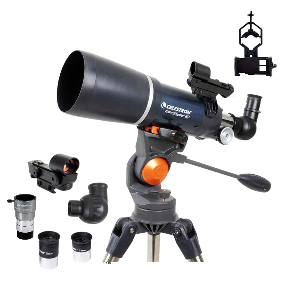 Celestron AstroMaster 80AZS Telescope Include Omni 2X Barlow Lens and Smartphone Adapter-image-17