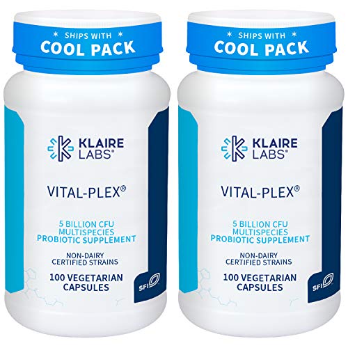 Klaire Labs Vital-Plex Probiotic - Helps Rebalance GI Microbiota for Men & Women, 5 Billion CFU Hypoallergenic & Dairy-Free Bifidobacterium & Lactobacillus Blend (100 Capsules, 2 Pack)