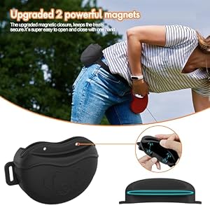 AWINNER Dog Treat Pouch - Premium Silicone - Upgrade 4 Strong Magnets Enhanced Magnetic Closure, Adjustable Waist Belt - Ideal for Puppy Training and Outdoor Walks (Black) AWINNER Dog Treat Pouch – Premium Silicone – Upgrade 4 Strong Magnets Enhanced Magnetic Closure, Adjustable Waist Belt – Ideal for Puppy Training and Outdoor Walks (Black)