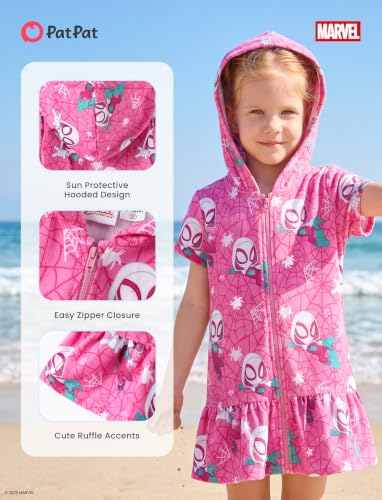 Image of Disney Princess Frozen Stitch Marvel Minnie Girl Swim Cover Up Terry Cloth Swimsuit Coverup Zip-up Bathing Suit Wrap Hooded