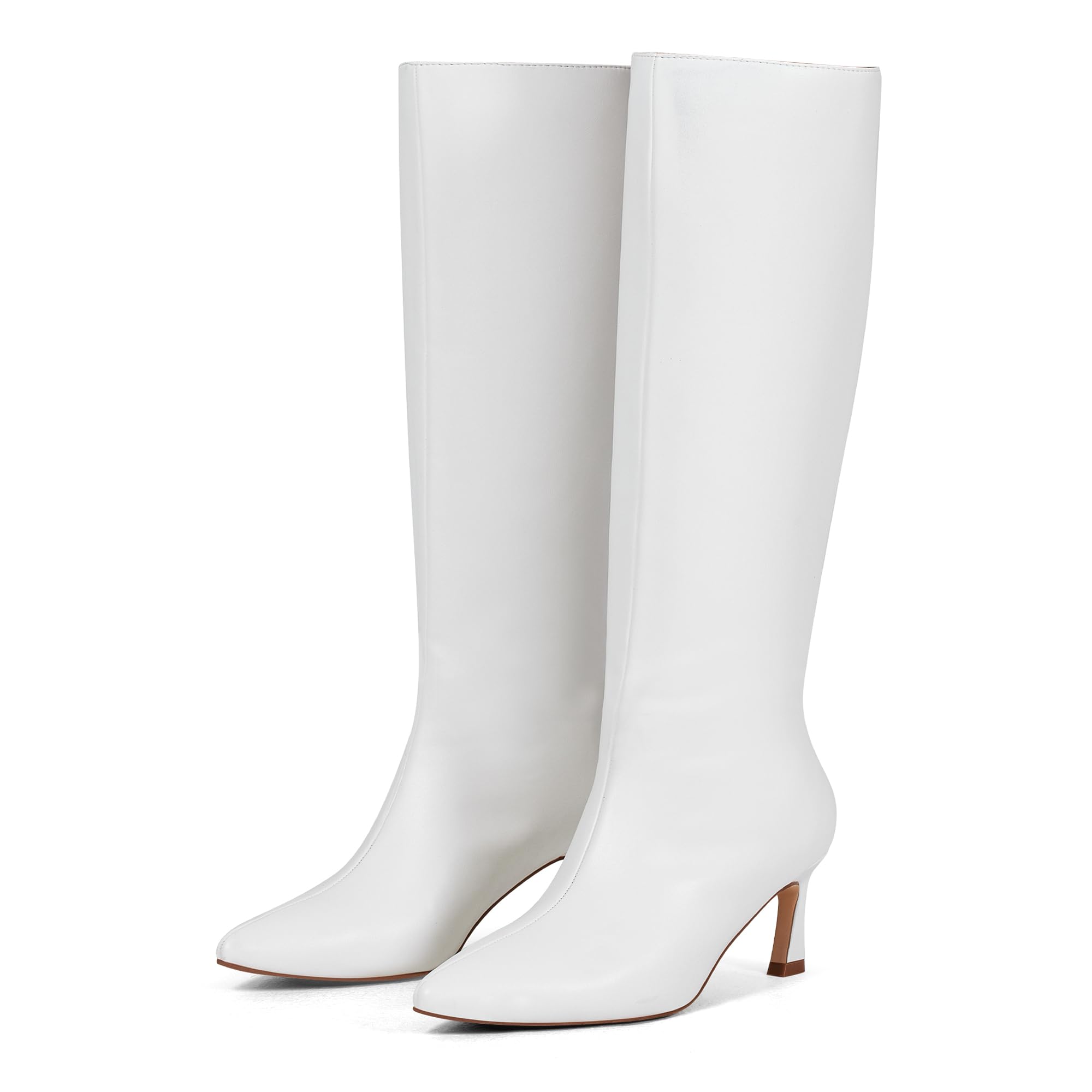 GENSHUO Botas altas hasta la rodilla para mujer, de 2.3 pulgadas, tacón bajo, botas largas y altas con puntera puntiaguda, para invierno, otoño, sexy, a la moda, cómodas, zapatos de vestir