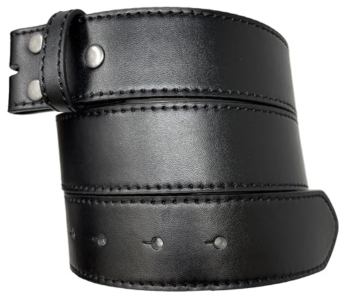 BC Belts Leather Belt Strap with Smooth Grain Finish and Stitched Edge 1.5
