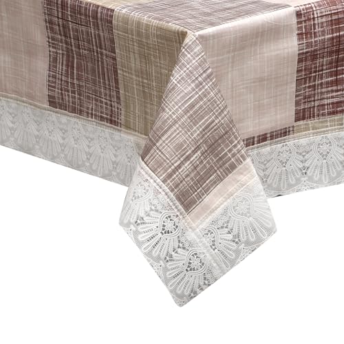 Image of Dakshya Industries PVC Waterproof Square Table Cover 48x48 Inch for 4 Seater Dining Table | Floral Printed Oilproof Stain Resistant Washable Plastic Table Cover, Check