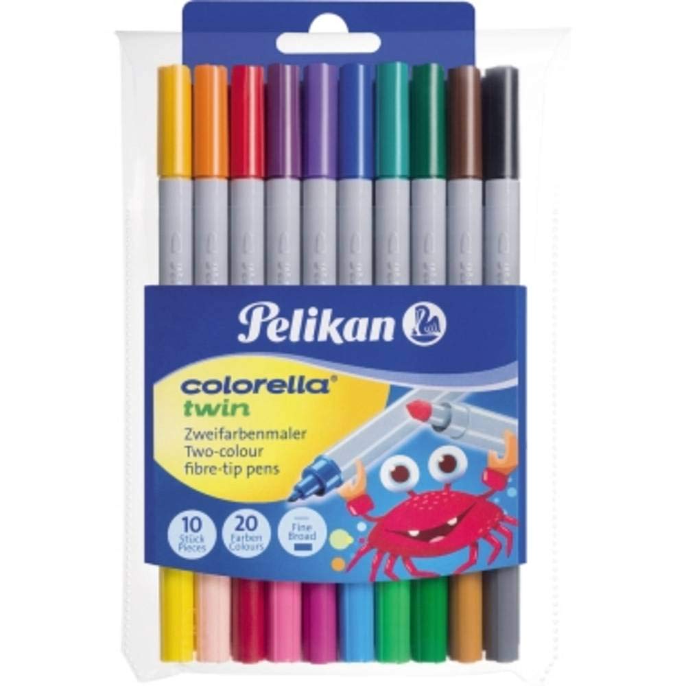 Pelikan Colorella Twin C 304 Fibre Tip Pen - Assorted (Pack of 10)
