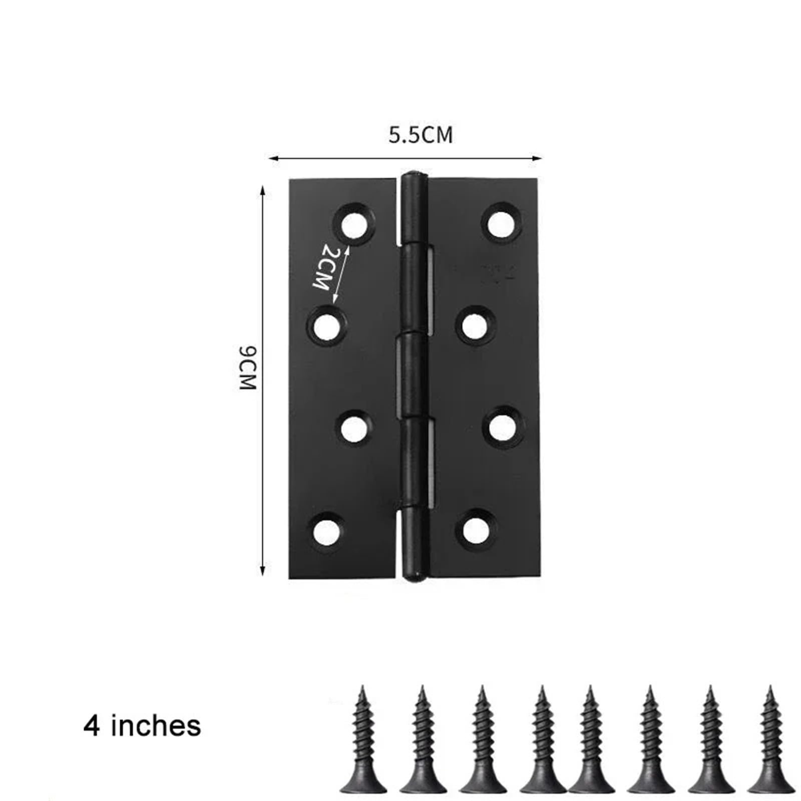 Edelstahl-Klappscharnier, 20 Stück, 6,3 cm, Edelstahl, klappbar, Bifold Butt Schrank, schwarz, mit Schrauben für Möbel, Holzkisten (10,2 cm – 20 Stück)