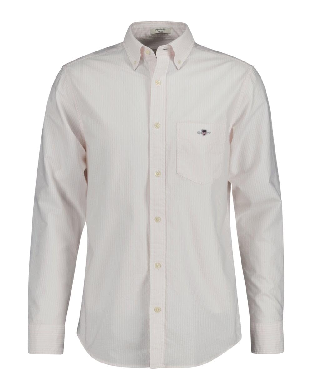 Gant Men's White Regular Fit Long Sleeve Oxford Banker Stripe Shirt - 662 Light Pink  40/Regular L