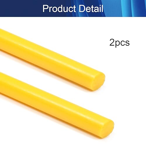 Miniatura 4 de Varilla redonda de plástico polioximetileno barras de ingeniería sólido POM palo amarillo 0.24 x 39.37 pulgadas (D x L) 2 unidades