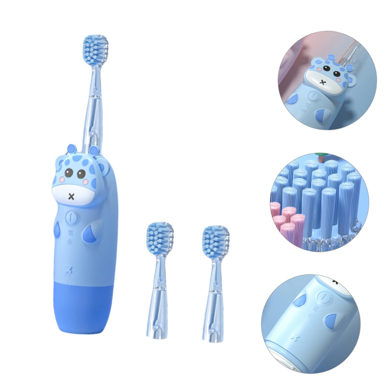 Cepillo de Dientes Eléctrico Frecuencia Ajustable y Resistente al Agua Material Silicona y Pc, Juego de 1 Set para Niños Adecuado para Bebés y Niños