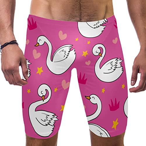 Jammers para hombres HUI JIN SHOP: traje de baño de natación en tono rosa con corona de cisne