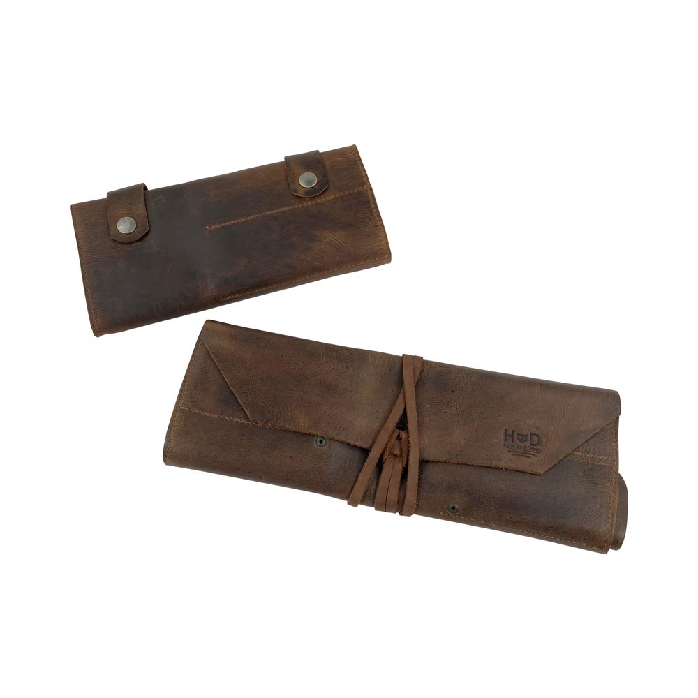 Hide Drink Leather Snap Tool Roll Up Bags - Portable Carry Case for Barbers Workshop Storage - Handmade