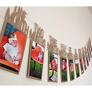 Istloho 12 maanden Fotolijst Clip Babys 1e Verjaardag Party Banner Baby Douche Party Supply Decor Favor