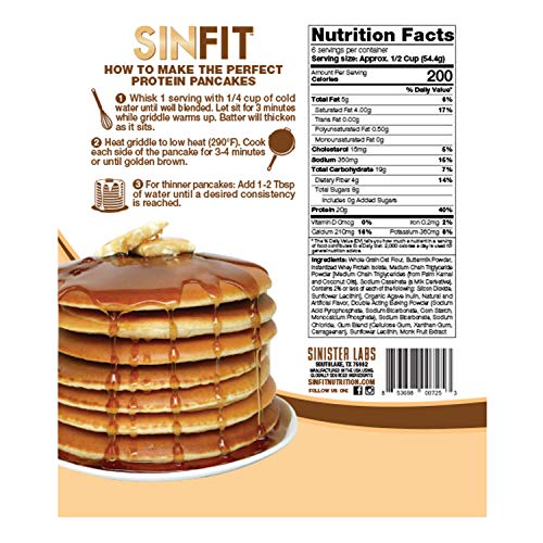 SinFit (Sinister Labs) Protein Pancake and Waffle Mix, Buttermilk Blaze, 20g Whey Isolate, Whole Grain, Oat Flour, No Added Sugar (11.5 oz Bag - 1 Pack - Packaging May Vary) - Thumbnail 5