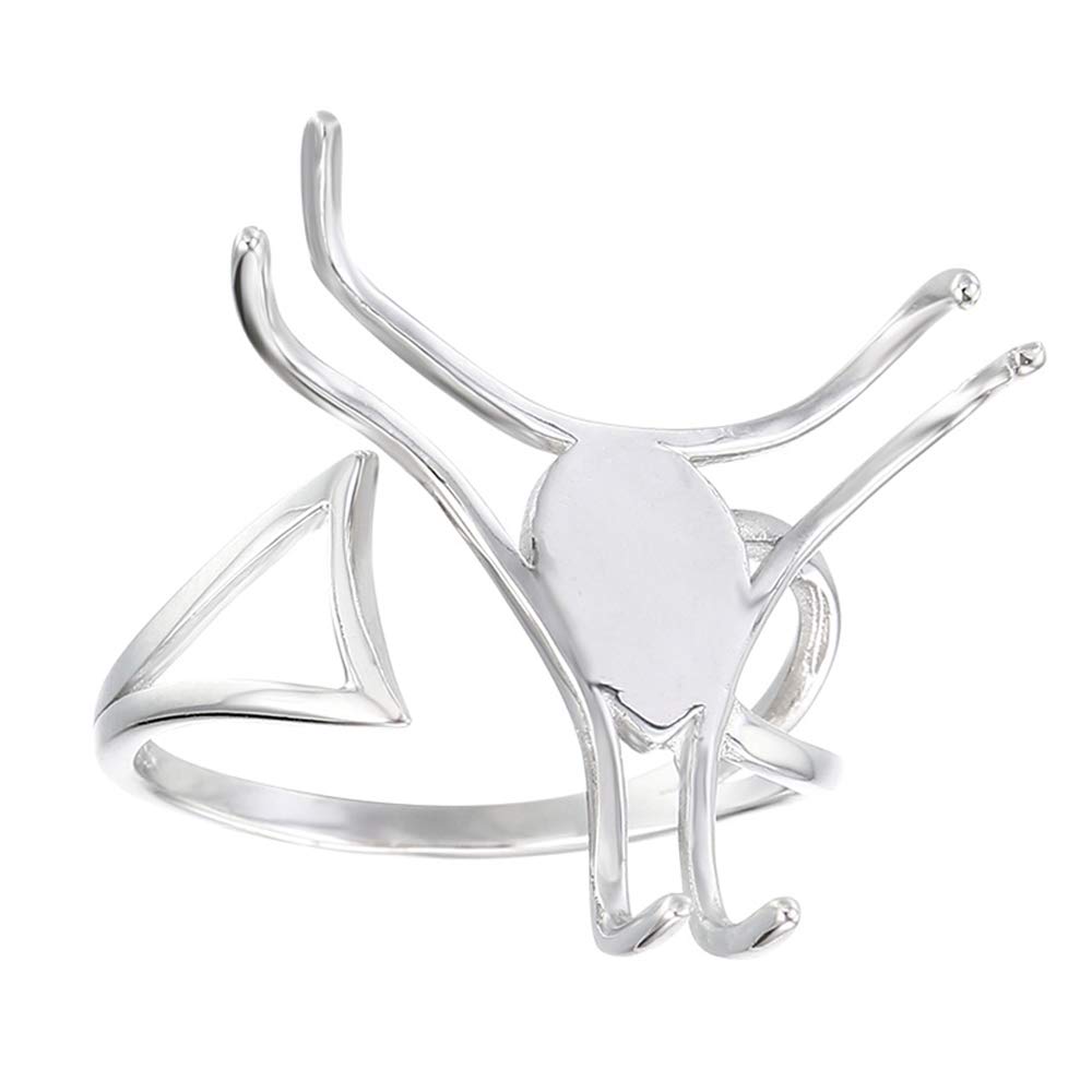 JKEIO 925 Sterling Silver Claw Ring Blank Base Setting for Irregular Gemstone Setting Handmade Jewelry DIY Ring for Women