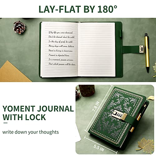 Yoment Diary Vintage Journal With Lock For Women Leather Diary With Lock Refillable Personal Locking Locked Journal Writing Notebook B6 Secret Journal With Combination Password 5.5 X 7.8 In, Green #TOP4