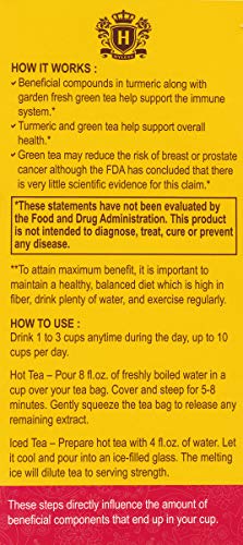 Hyleys Turmeric With Green Tea Raspberry & Cranberry - 25 Tea Bags (Gmo Free, Gluten Free, Dairy Free, Sugar Free & 100% Natural) #TOP4