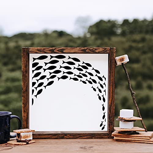 School Of Fish Stencil - Reusable Stencils For Painting - Mylar Stencil For Crafts And Decorations #TOP2