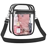 AROUVOG Clear Bag for Stadium Events Men&Women Clear Crossbody bag Stadium Approved clear Purse Bag Waterproof(Black, Small)