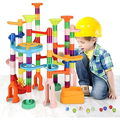 Marble Run,135PCS Building Construction STEM Toy Set for Kids Age 3-12Year,Solid Marble Race Track,Easy to Assemble Learning Educational Marble Rush,Gifts for Boys Girls Cover