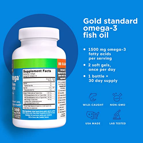 Omega-3 Fish Oil For Dry Eyes, Joint, Heart And Brain Health | No Fishy Burps, Natural Lemon Flavor | High Strength Epa And Dha | Wild Caught Fish, Non-Gmo, Lab Tested | 60 Softgels #TOP1