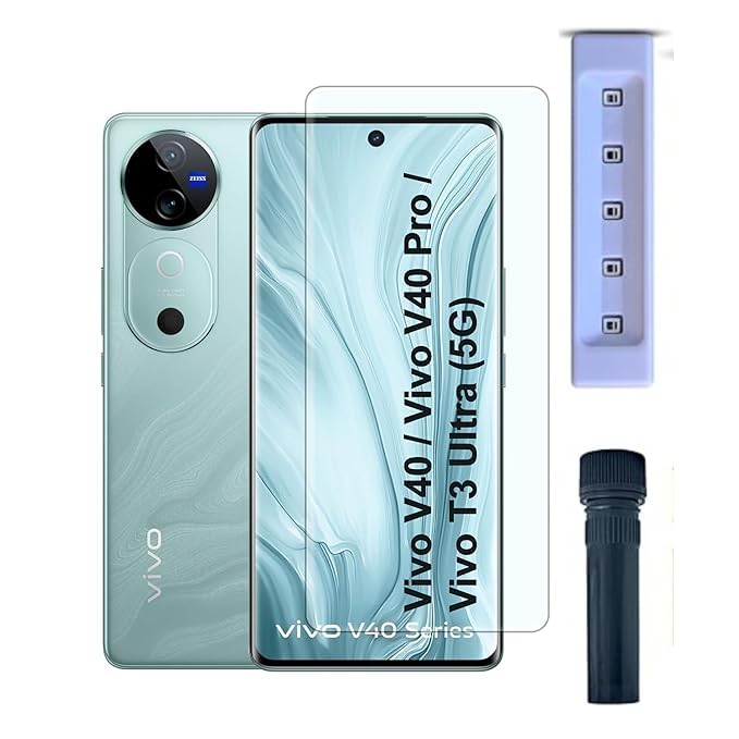 Image of UV Tempered Glass Curved Design for VIVO V40 / V40 PRO /VIVO T3 ULTRA (5G) Advanced Border Less Full Edge to Edge Screen Protector and Easy Installation Kit
