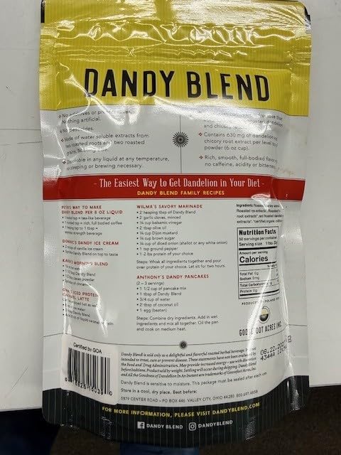 Image of 50 Cup Bag of Organic Dandy Blend Instant Herbal Beverage with Dandelion, 3.53 oz. (100g) Bag