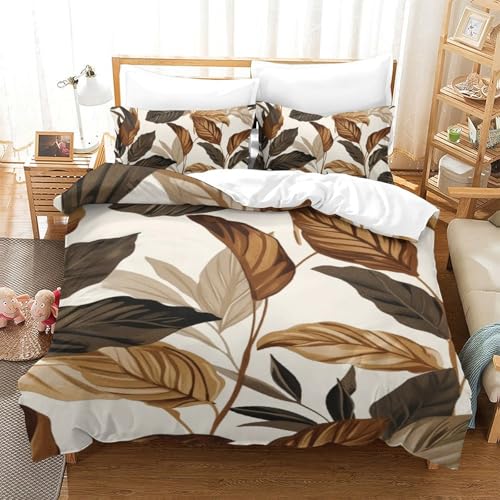 Housse de couette 140x200cm imprimé feuilles en microfibre douce avec taie d'oreiller - 2
