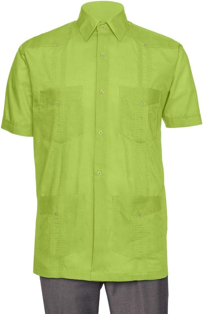 Short Sleeve Guayabera Shirt - for Men Cuban Linen Look