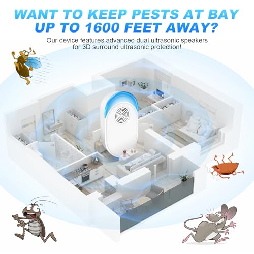 Image of 2026 Upgraded Version Ultrasonic Repeller 6 Packs, Indoor Ultrasonic Repellent Insect Defense for Bugs for Roach, Bugs,Pest,Rodent, Mouse, Ant, Mosquito, Mice, Spider, Electronic Plug in Pest Control