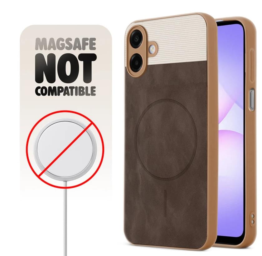 Image of Bintage CASE Dual-Leather Mac Safe Design Phone Case| Soft Touch Finish | Full Camera Protectection Back Cover Compatible for Samsung A07 LTE / M07 / F07 - White & Choco Brown