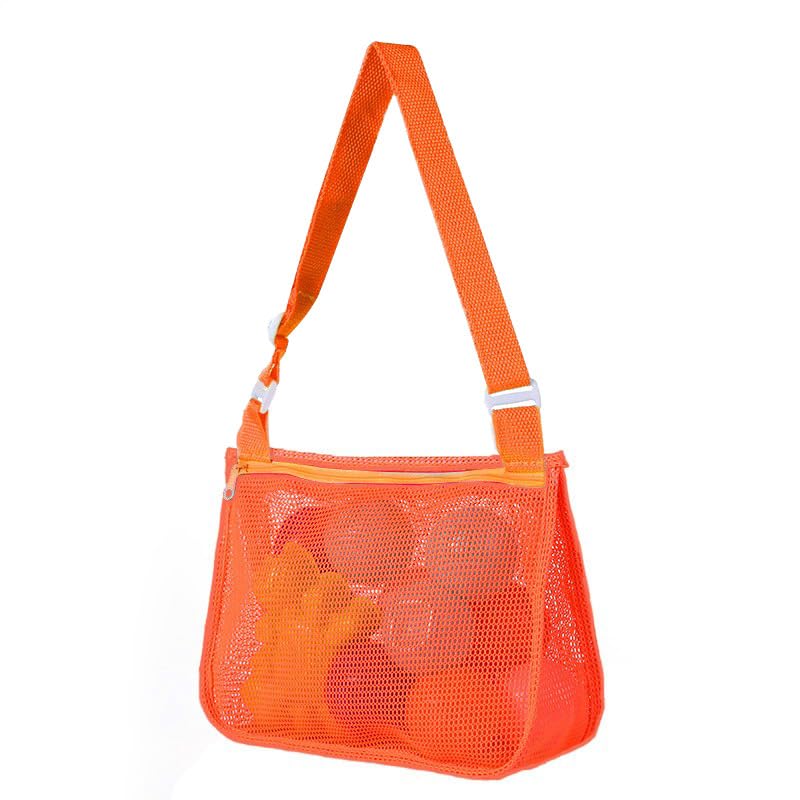 Kids Mesh Beach Bag with Zipper Crossbody and Breathable Folding. Stores Shells and Toys -For the Vacations and Summer