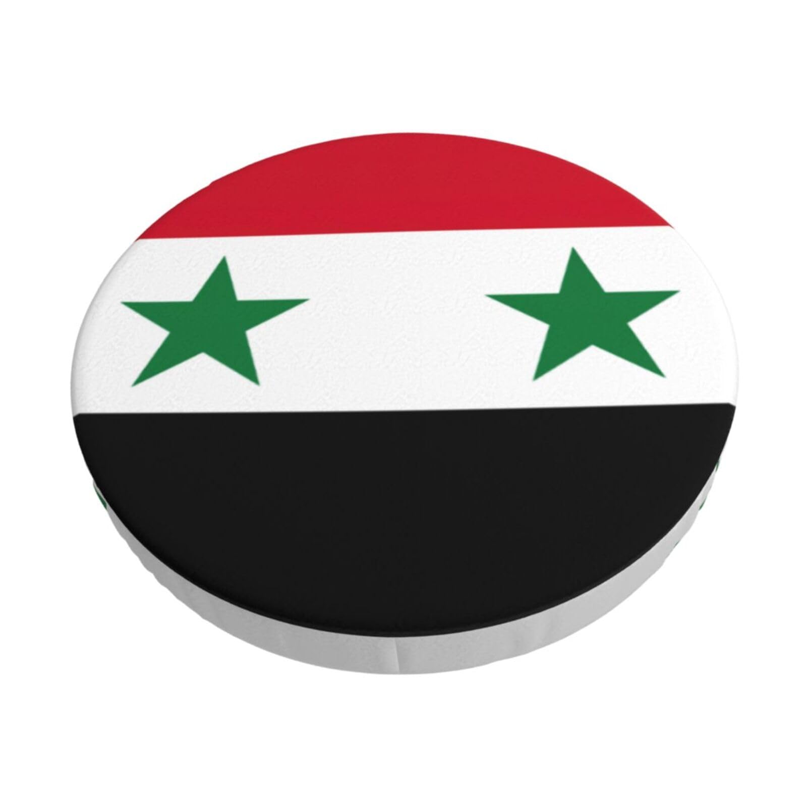 ACVnbm Flag Of The Syrian Arab Republic Print Round Bar Chair Cushion Cover, Elastic Chair Protector For Kitchen Bar Dining