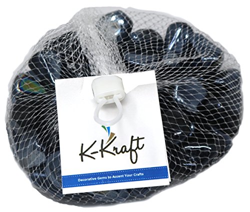 Distinctive Glass Jewel Gems for Vase Filler, Table Scatter or Other Beautiful Accents (2.2 Pounds, Opaque Black)