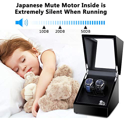 Kalawen Doulble Watch Winder for 2 Automatic Watches with 5 Rotation Mode Setting, Super Quiet Motor, Adjustable Watch Pillow for Men’s and Lady’s Automatic Watches - Thumbnail 2