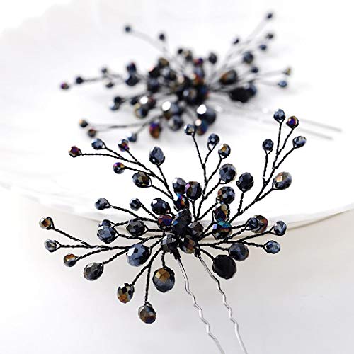 Fairvir - Forcine per capelli con cristalli neri