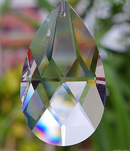 Bihrtc 12Pcs38Mm Clear Crystal Teardrop Chandelier Prisms Parts Hanging Galss Crystal Pendants Beads +50Pcs Metal Split Ring + 50Pcs 14Mm Octagonal Beads #TOP3