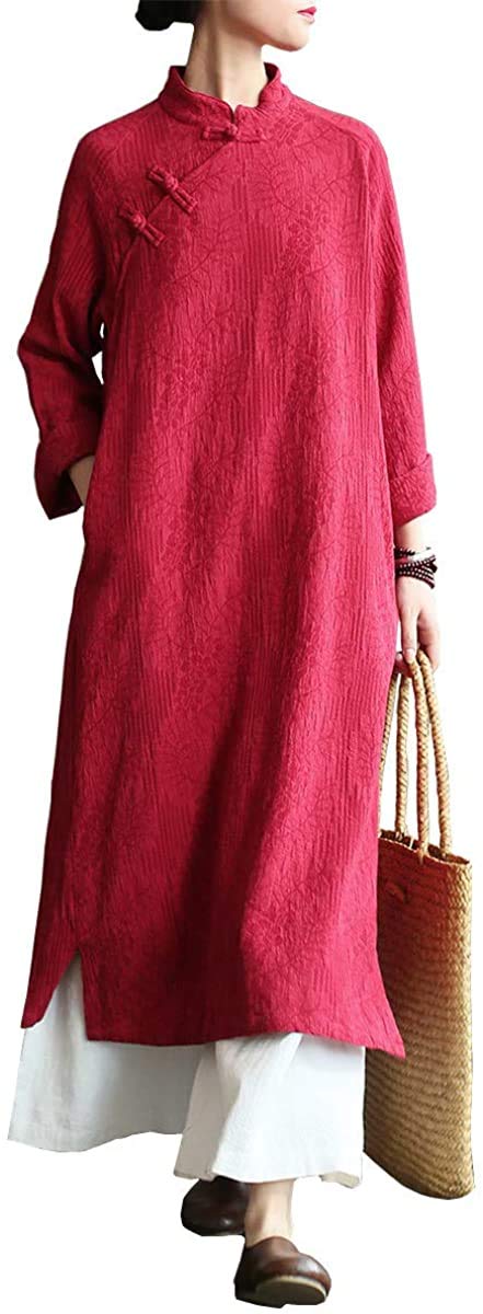 Shanghai Story Linen Coat Jacket Long Dress Chinese Cheongsam Style Dresses Wide Leg Pants for Women