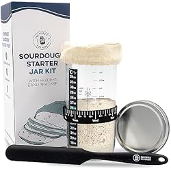 Cultures For Health Sourdough Starter Jar Kit | Easy DIY Breadmaking Kit for Sourdough Bread | Essential Baking Supplies for Homemade Bread | Glass Jar With Spatula Baking Set | Fermentation Set