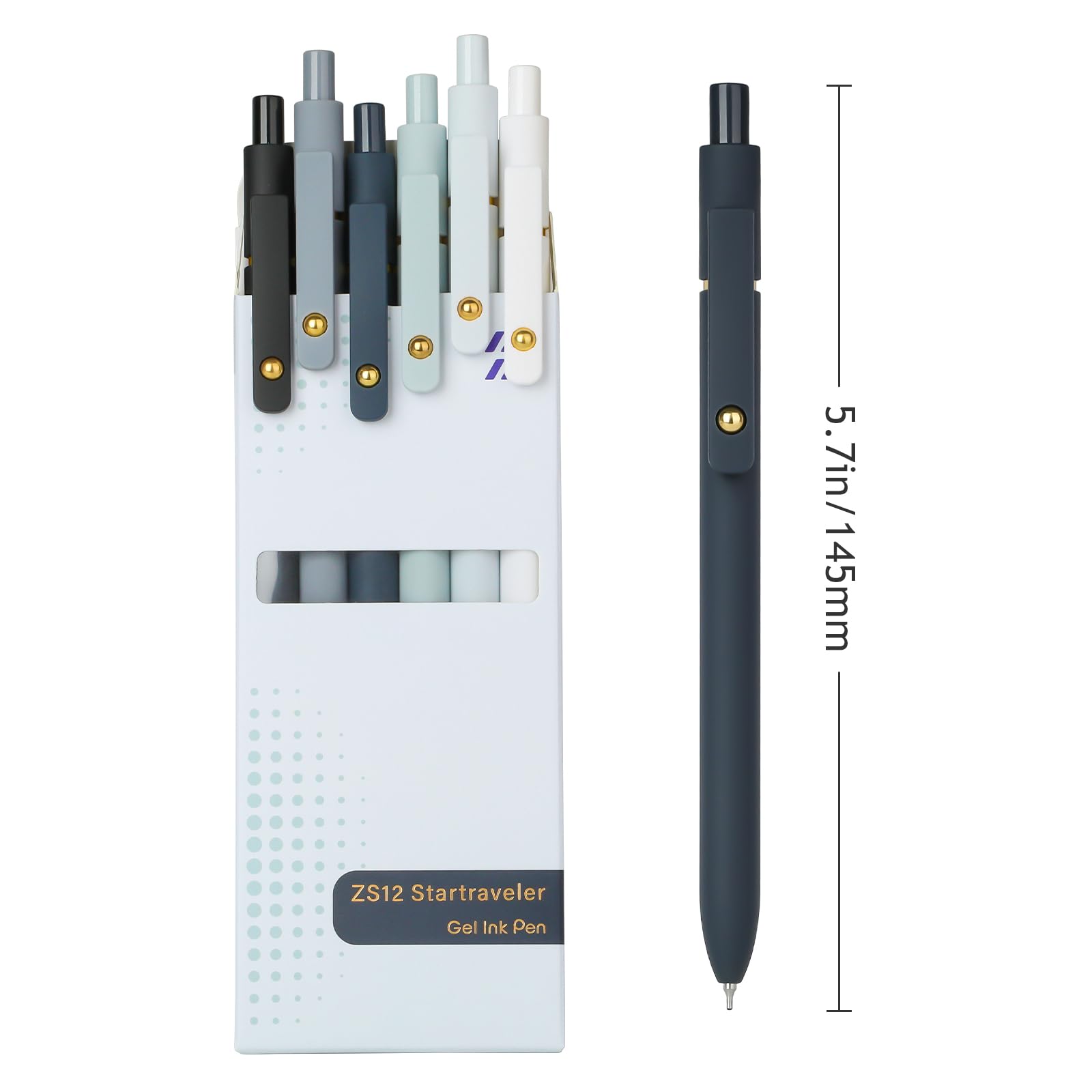 Ddaowanx Gel Pens, 0.7mm Quick Dry Black Ink,Fine Point Smooth Writing Pens,Office School Supplies,Gifts for Women Man(6Pcs Black White Gray, Black)