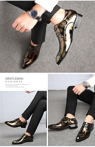 Men's Dress Shoes Fashion Floral Patent Leather Tuxedo Oxfords Formal Business Wedding Shoes Classic Suit Shoes3