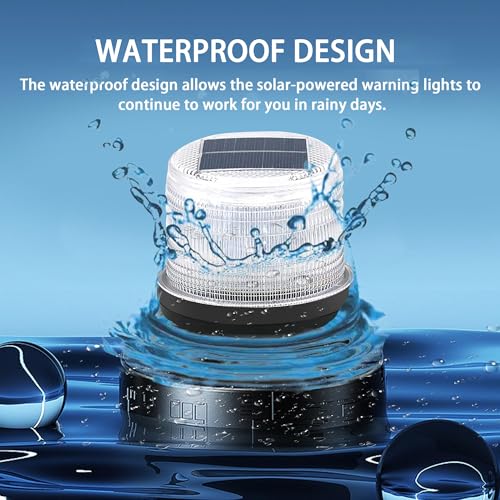 Image of Solar Strobe Warning Light: Strong Magnetic Base Waterproof Traffic Lights,Solar Safety Flashing LED Lamp for Construction, Traffic, Factory, Safety Sign, Crane Tower (White:Red and Blue Light)