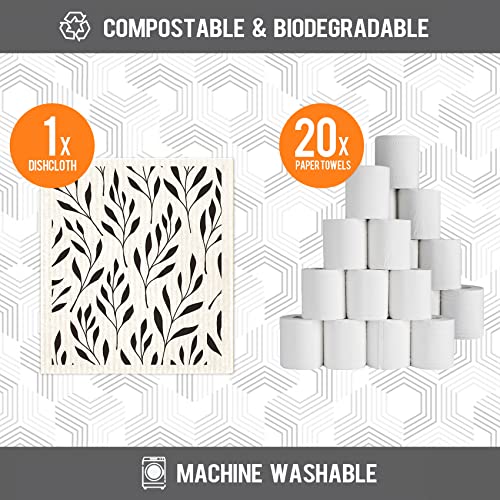 Morigins Swedish Dishcloths For Kitchen 6 Pack Black Minimalist Cellulose Sponge Cloths Non Scratch Reusable Paper Towels No Odor, Biodegradable And Reusable Kitchen Dish Rags (Minimalist) #TOP3